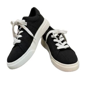 Mad Love Sai Sneakers Shoes Black Canvas Platform Women Size 7 White  Lace Up